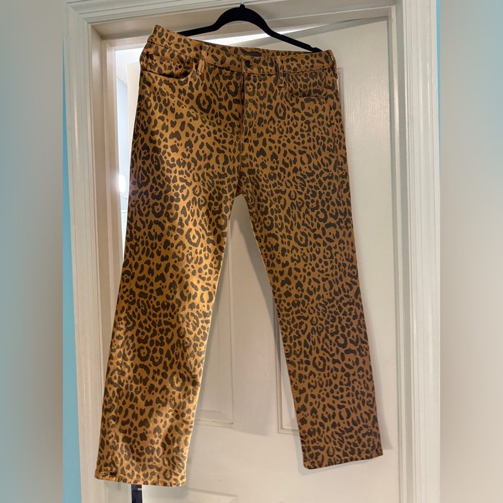 MOTHER Midrise Leopard Ankle Pants BNWOT Sz 33